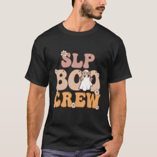 SLP Boo Crew Teacher Ghost Retro Groovy Halloween T-Shirt