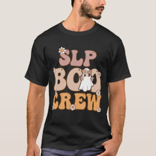 SLP Boo Crew Teacher Ghost Retro Groovy Halloween T-Shirt