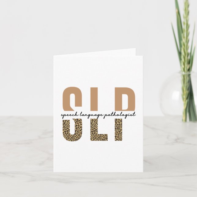 SLP cheetah print Speech language pathologist gift Card (Front)