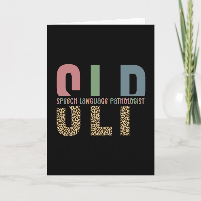 SLP cheetah print Speech language pathologist gift Card (Front)