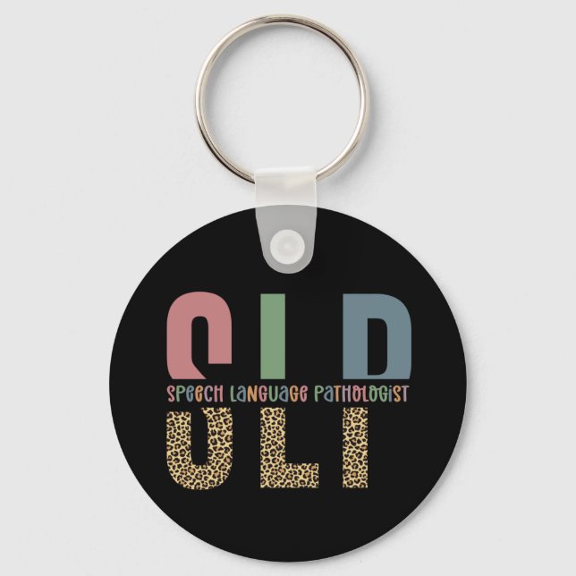 SLP cheetah print Speech language pathologist gift Key Ring (Front)