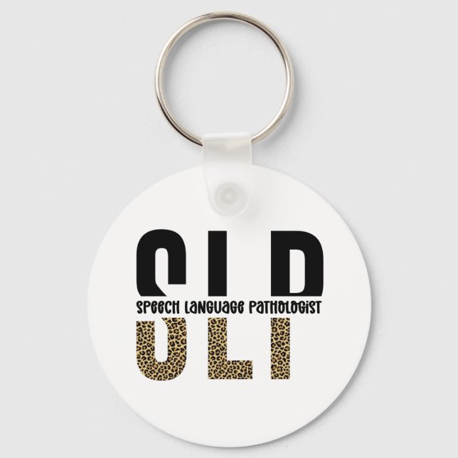 SLP cheetah print Speech language pathologist gift Key Ring (Front)