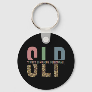 SLP cheetah print Speech language pathologist gift Key Ring