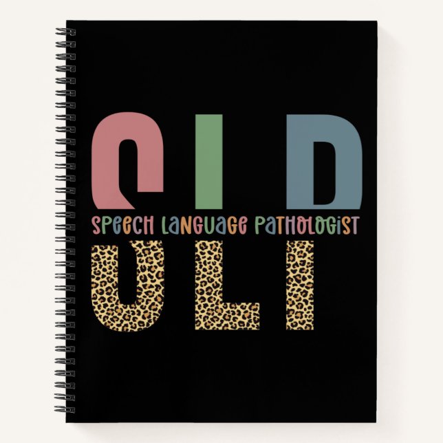 SLP cheetah print Speech language pathologist gift Notebook (Front)
