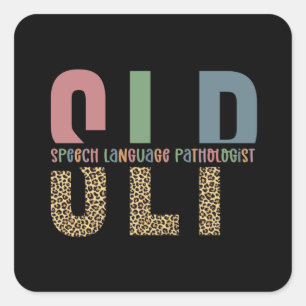 SLP cheetah print Speech language pathologist gift Square Sticker