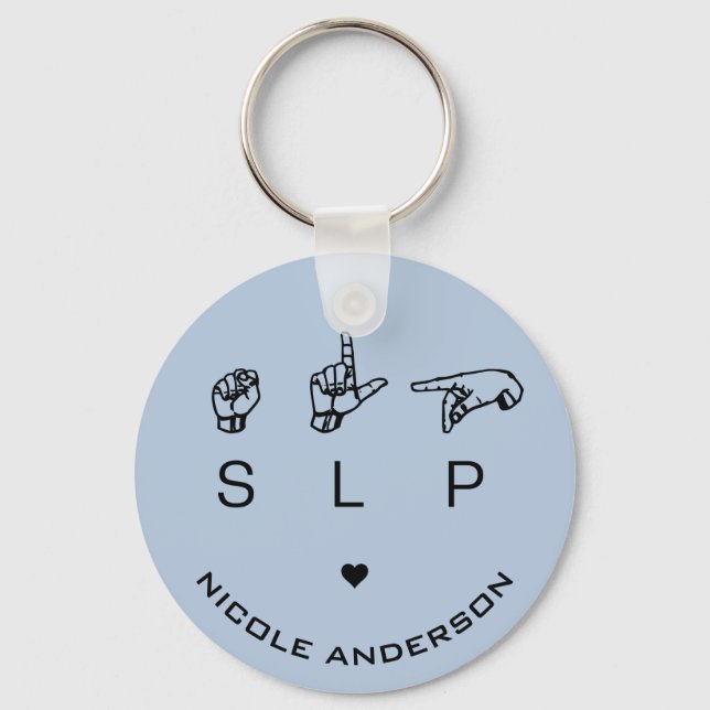 SLP Speech Language Pathologist ASL Personalised Key Ring (Front)