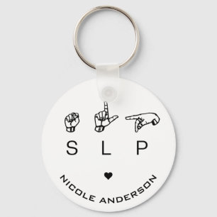SLP Speech Language Pathologist ASL Personalised Key Ring