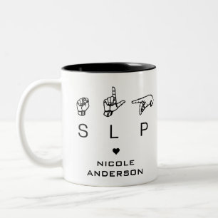 SLP Speech Language Pathologist ASL Personalised Two-Tone Coffee Mug