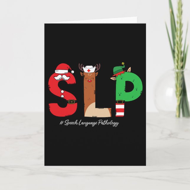 Slp Speech Language Pathologist Christmas Slp Sant Card (Front)