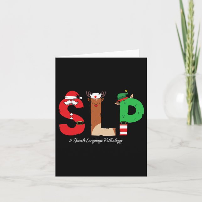 Slp Speech Language Pathologist Christmas Slp Sant Card (Front)