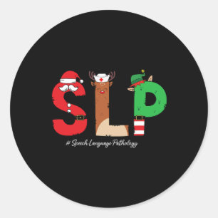Slp Speech Language Pathologist Christmas Slp Sant Classic Round Sticker