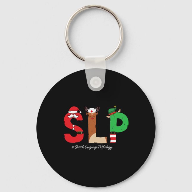 Slp Speech Language Pathologist Christmas Slp Sant Key Ring (Front)