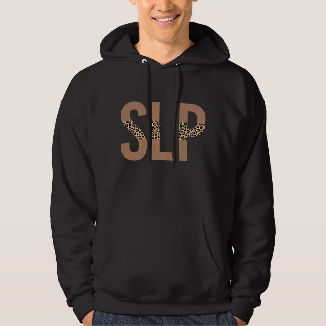 SLP Speech Language Pathologist Leopard Print Hoodie (Front)