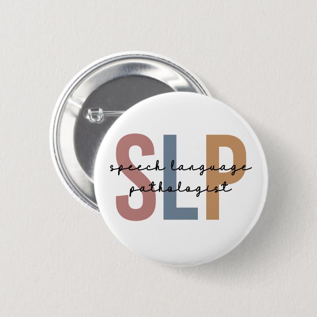 SLP Speech Language Pathologist Retro 6 Cm Round Badge (Front & Back)