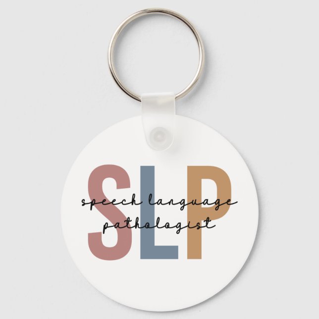 SLP Speech Language Pathologist Retro Key Ring (Back)