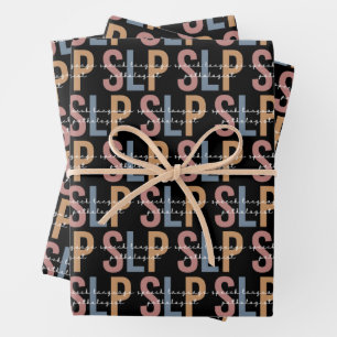 SLP Speech Language Pathologist Retro Pattern Wrapping Paper Sheet