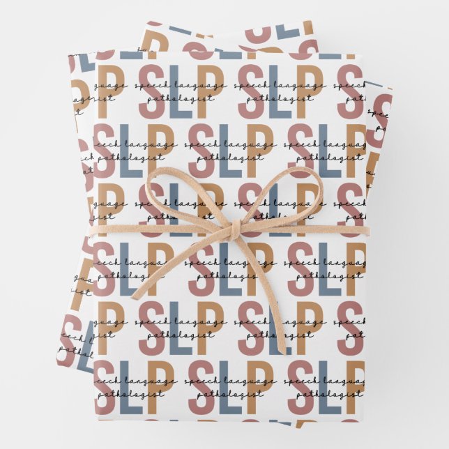 SLP Speech Language Pathologist Retro Pattern Wrapping Paper Sheet (In situ)