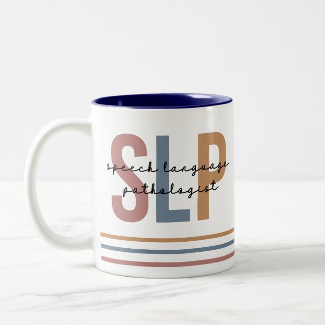 SLP Speech Language Pathologist Retro Two-Tone Coffee Mug (Left)