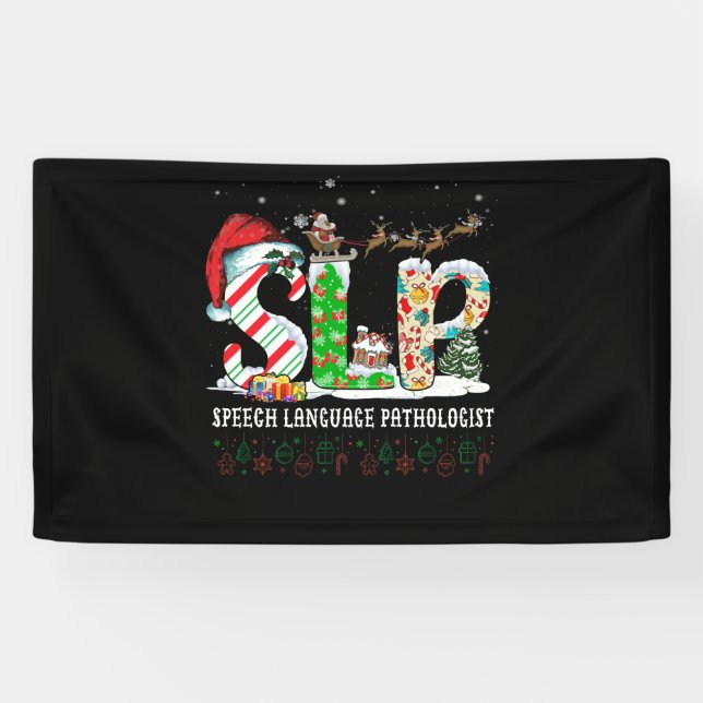 SLP Speech Language Pathologist Santa Christmas Banner (Horizontal)