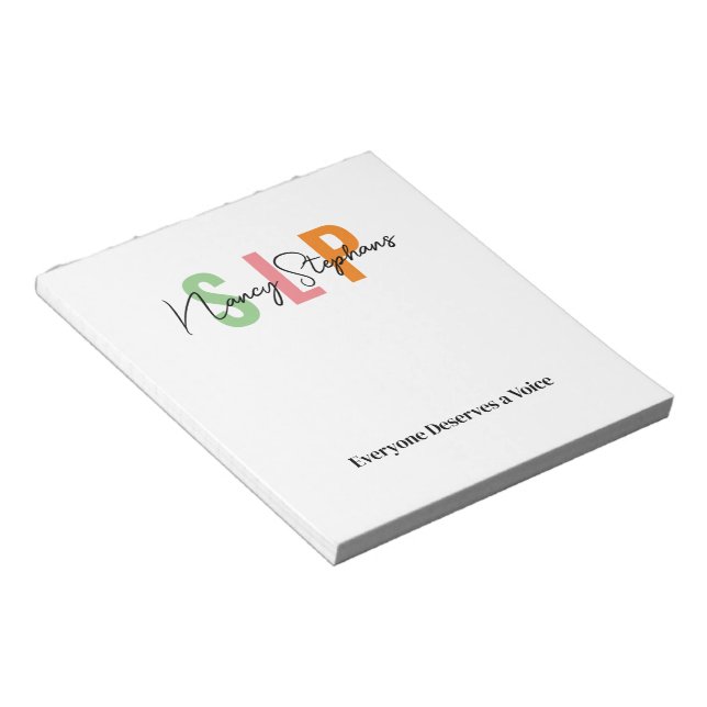 SLP Speech Language Pathology Speech Therapist Notepad (Angled)