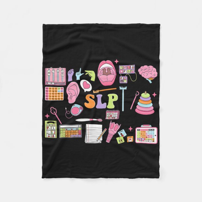 Slp Speech Therapy Speech Language Pathologist App Fleece Blanket (Front)