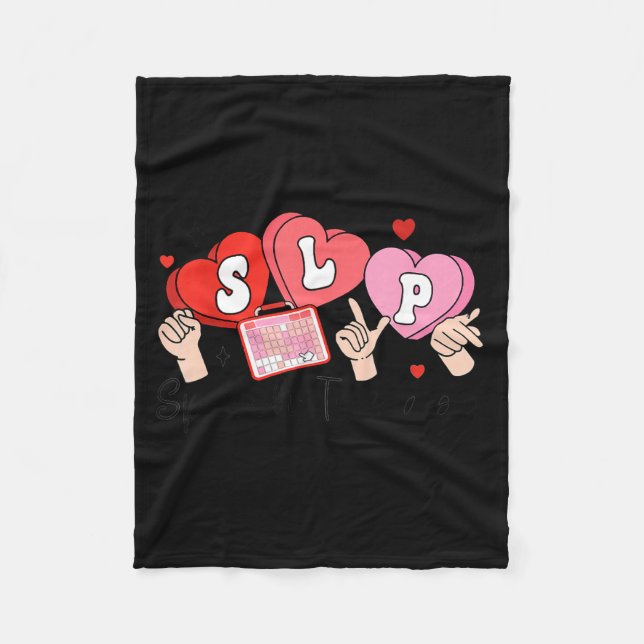 Slp Valentine's Day Speech Language Pathologist St Fleece Blanket (Front)