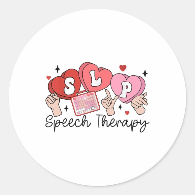 Slp Valentines Day Speech Language Pathologist Stu Classic Round Sticker (Front)