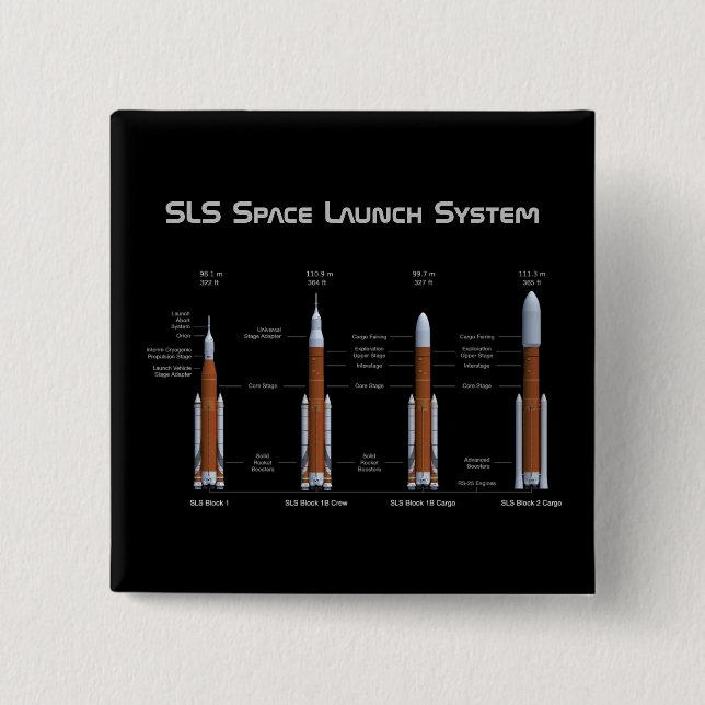 SLS Space Launch System 15 Cm Square Badge (Front)
