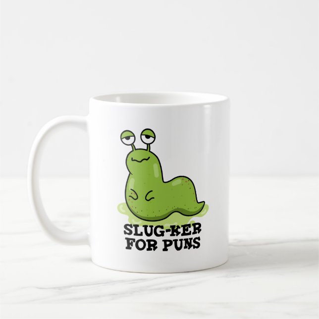 Slug-ker For Puns Funny Slug Pun  Coffee Mug (Left)
