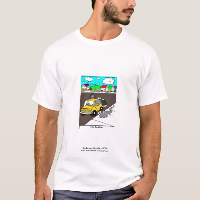 Slug/Snail Cartoon Men's Tee "Drive By Salting" (Front)