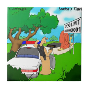 Slug Traffic Cop Funny Ceramic Tile