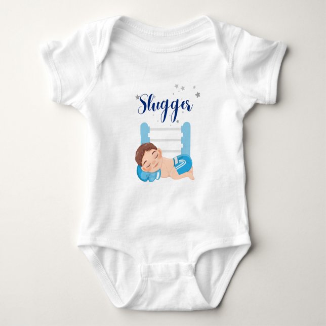 Slugger boy baby t-shirt  baby bodysuit (Front)