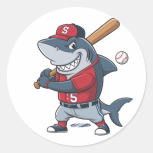 Slugger Shark Birthday Bash Classic Round Sticker