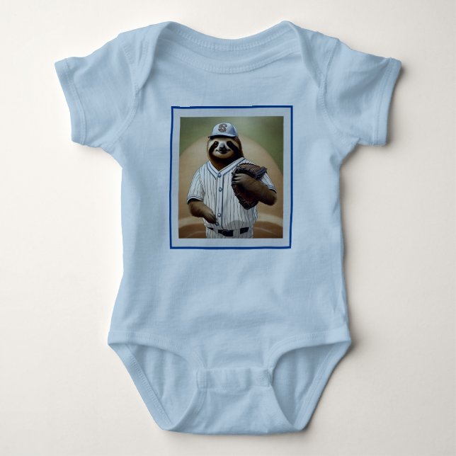 "Slugger Sloth: Slow and Steady at the Plate" Baby Bodysuit (Front)