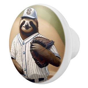 "Slugger Sloth: Slow and Steady at the Plate" Ceramic Knob