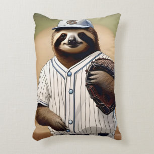 "Slugger Sloth: Slow and Steady at the Plate" Decorative Cushion
