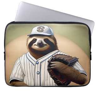 "Slugger Sloth: Slow and Steady at the Plate" Laptop Sleeve