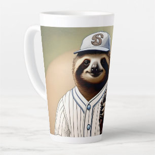 "Slugger Sloth: Slow and Steady at the Plate" Latte Mug