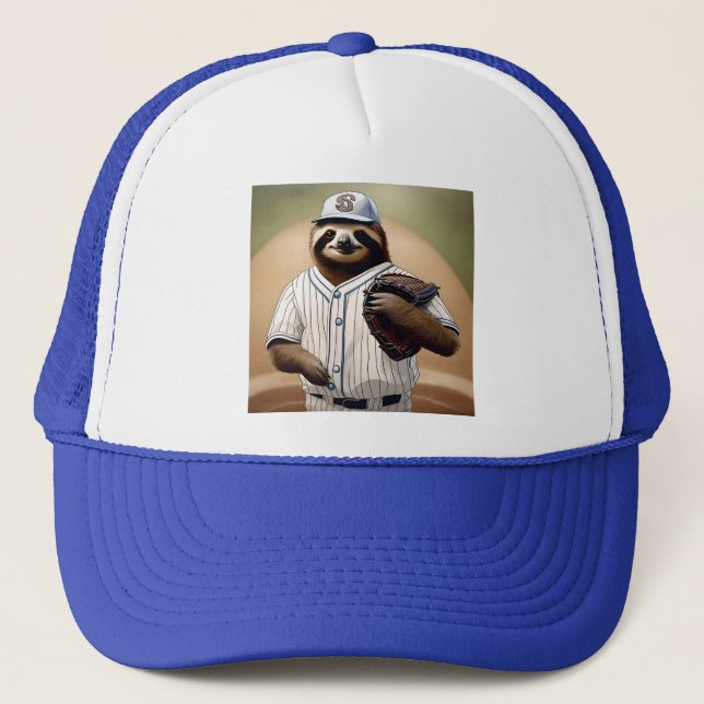 "Slugger Sloth: Slow and Steady at the Plate" Trucker Hat (Front)