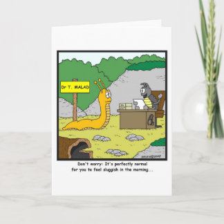 Sluggish in the morning: Slug cartoon Card