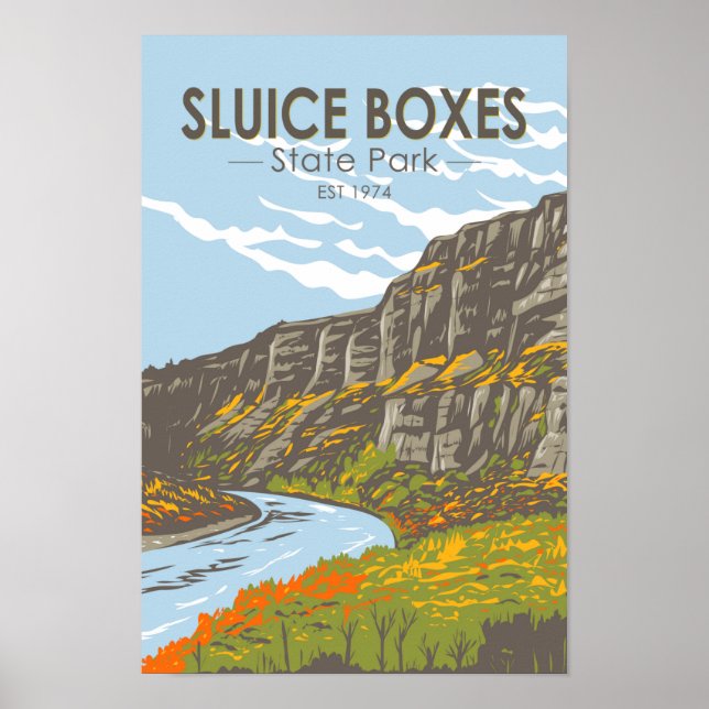 Sluice Boxes State Park Montana Vintage  Poster (Front)
