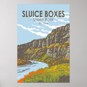 Sluice Boxes State Park Montana Vintage Poster