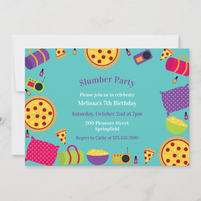 Slumber Birthday Party Flat Invitation (Front)