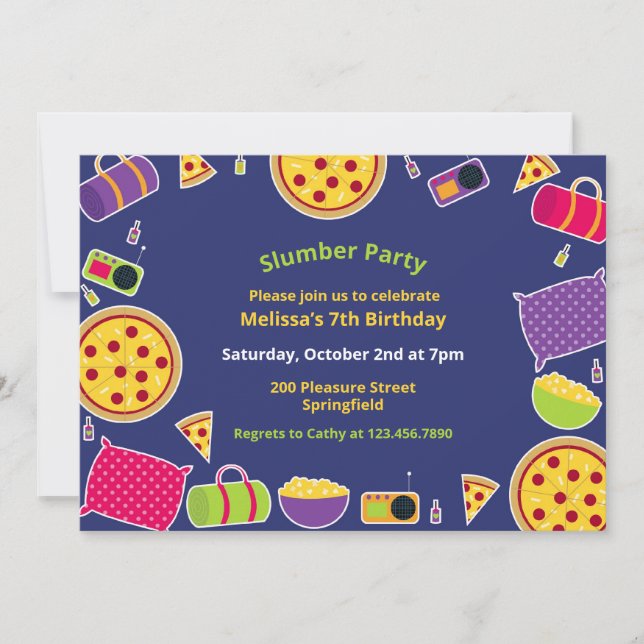 Slumber Birthday Party Flat Invitation (Front)