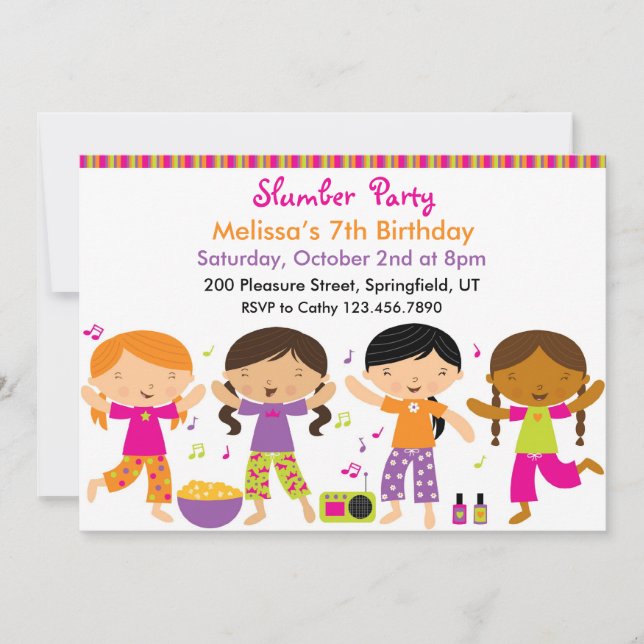 Slumber Birthday Party Flat Invitation (Front)