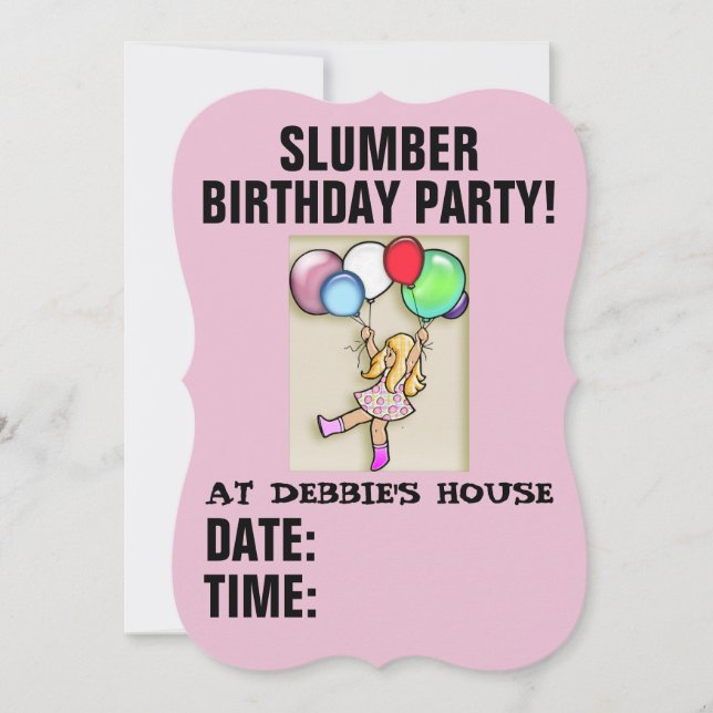 SLUMBER BIRTHDAY PARTY INVITATIONS (Front)