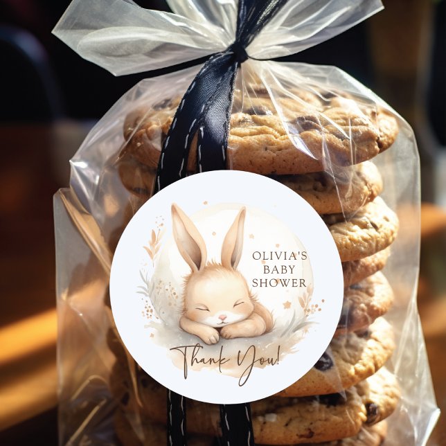 Slumber Bunny Boys Baby Shower Classic Round Sticker (Creator Uploaded)