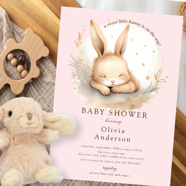 Slumber Bunny Girls Baby Shower  Invitation (Creator Uploaded)