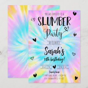 Slumber Girl Tie Dye Birthday Party Invitation