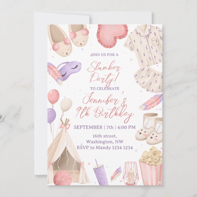 Slumber Pajama Party Invitation (Front)